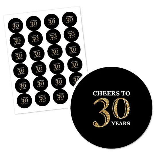 Big Dot of Happiness Adult 30th Birthday - Gold - Birthday Party Circle Sticker Labels - 24 Count {3}