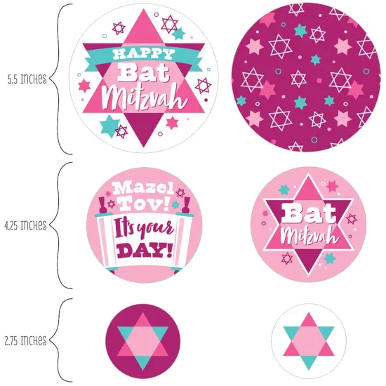 Big Dot of Happiness Pink Bat Mitzvah - Girl Party Giant Circle Confetti - Party Decorations - Large Confetti 27 Count {3}