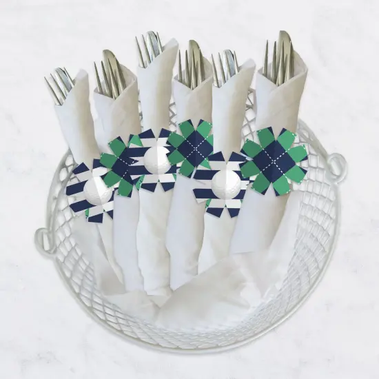 Big Dot of Happiness Par-Tee Time - Golf - Birthday or Retirement Party Paper Napkin Holder - Napkin Rings - Set of 24 {4}
