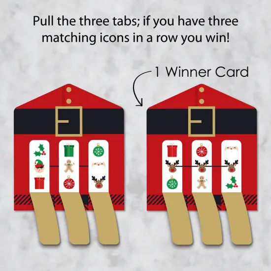 Big Dot of Happiness Jolly Santa Claus - Christmas Party Game Pickle Cards - Pull Tabs 3-in-a-Row - Set of 12 {4}