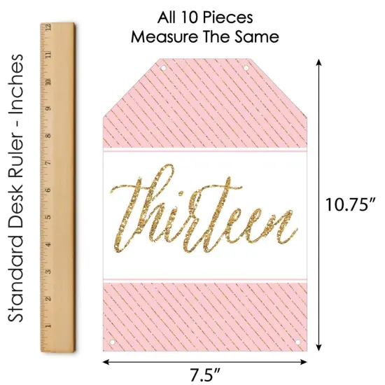 Big Dot of Happiness Chic 13th Birthday - Pink, Black & Gold - Hanging Vertical Paper Door Banners - Birthday Party Wall Decor Kit- Indoor Door Decor {7}