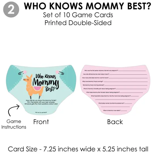 Big Dot of Happiness Whole Llama Fun - 4 Llama Fiesta Baby Shower Games - 10 Cards Each - Gamerific Bundle {7}