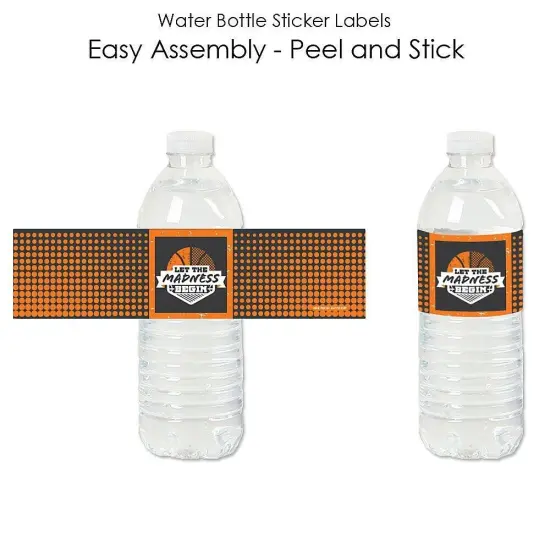 Big Dot of Happiness Basketball - Let the Madness Begin - College Basketball Party Water Bottle Sticker Labels - Set of 20 {3}