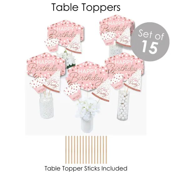 Big Dot of Happiness Pink Rose Gold Birthday - Happy Birthday Party Supplies - Banner Decoration Kit - Fundle Bundle {7}