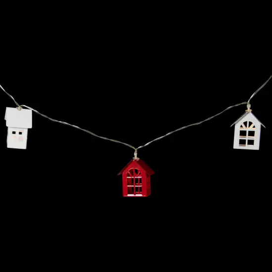Northlight LED Metal House Christmas Lights - 6.5' Clear Wire - 10ct Red {7}