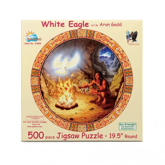 Sunsout White Eagle 500 pc Round Jigsaw Puzzle 21804 {4}