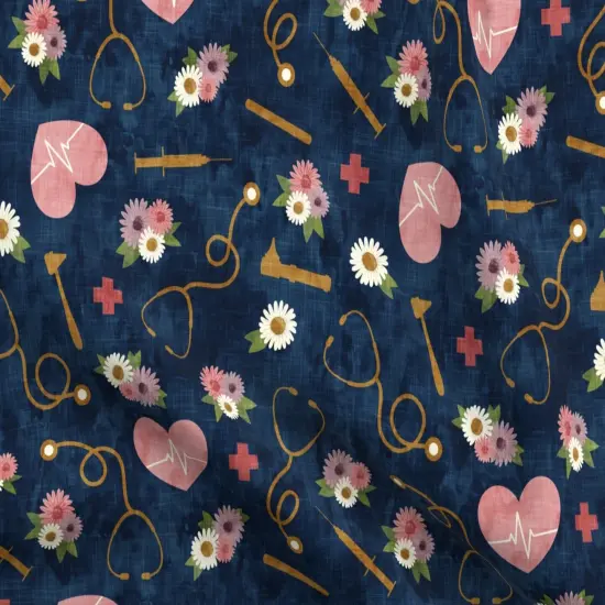 Various Fabrics by the Yard or Fat Quarter Scale Floral Nurse Nursing Blue Little Arrow Themed Custom Printed Fabric by Spoonflower {5}