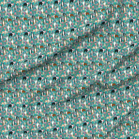 Various Fabrics by the Yard or Fat Quarter Australian Shepherd Dogs Floral Cute Aussie Dog Vintage Flowers Turquoise Shepherds Breed Custom Printed Fabric by Spoonflower {6}