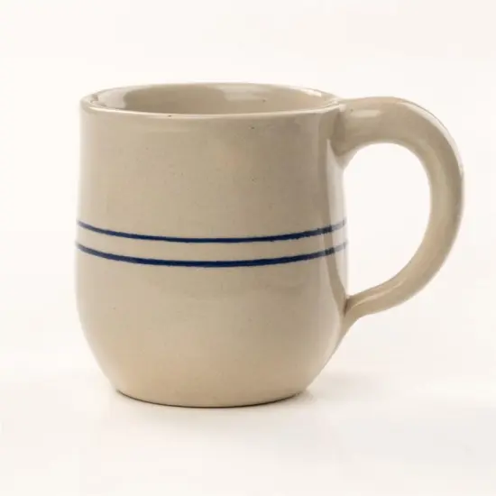 Martinez Pottery Stoneware Drinking Mug Heritage Blue Stripe Round {1}