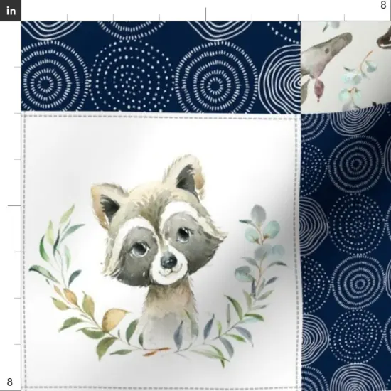 Various Fabrics by the Yard or Fat Quarter Woodland Quilt Patchwork Baby Boys Woodland Nursery Navy Blue Gray Forest Bear Badger Custom Printed Fabric by Spoonflower {4}