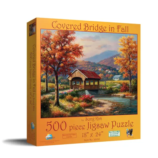 Sunsout Covered Bridge in Fall 500 pc Jigsaw Puzzle 36610 {3}
