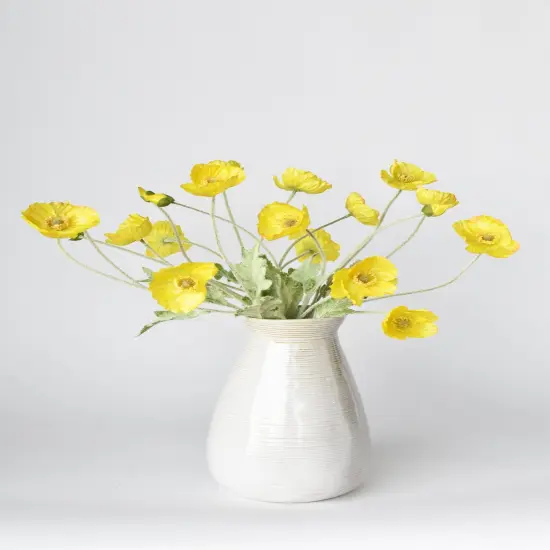 24" Faux Yellow Poppy Stem {4}