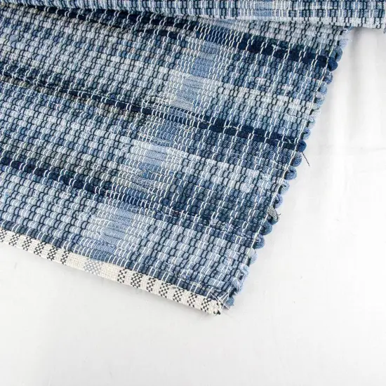 Tough Hand Woven Recycled Cotton Denim Jean Rag Floor Rug 48 x 26 Inches {1}