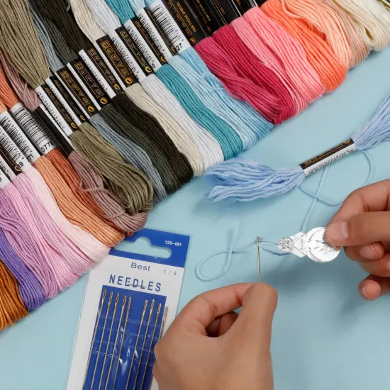 Incraftables Embroidery Thread for Bracelets 100pcs. Embroidery Floss for Friendship Bracelets String Making. Embroidery Floss Kit w/ Needles, Threaders & Yarn Tools. Best Cross Stitch Rainbow Skeins {2}