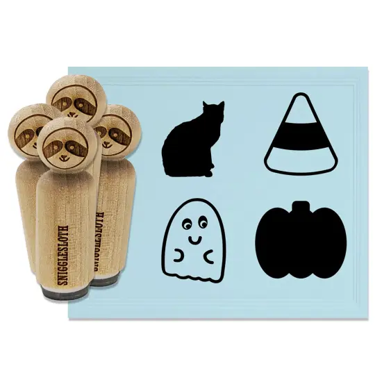 Halloween Ghost Candy Corn Pumpkin Black Cat Rubber Stamp Set for Stamping Crafting Planners {7}