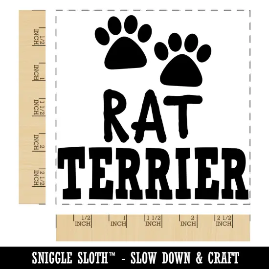 Rat Terrier Dog Paw Prints Fun Text Square Rubber Stamp for Stamping Crafting {1}