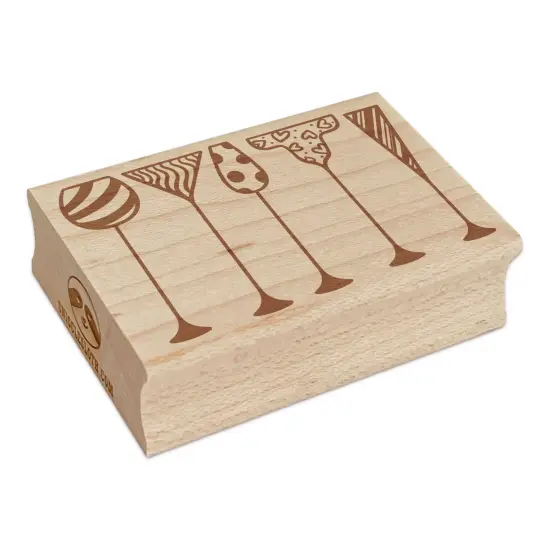 Cocktail Glasses Happy Hour Rectangle Rubber Stamp for Stamping Crafting {7}