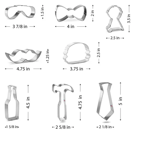 CookieCutter.com Fathers Day Cookie Cutter Set 8 Pc - Foose Cookie Cutters - USA Tin Plated Steel {3}