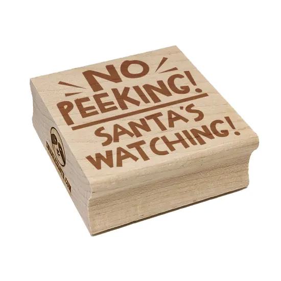 No Peeking Santa's Watching Christmas Square Rubber Stamp for Stamping Crafting {7}