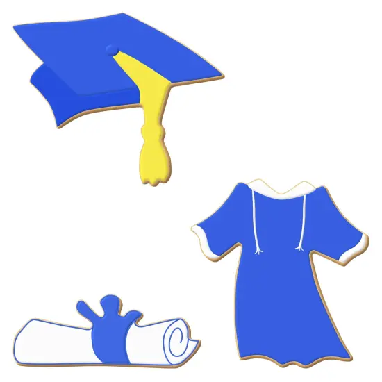 CookieCutter.com Graduation Cookie Cutter 3 Piece Set, 4 - 4.5 in, Cap, Tin Plate Steel, USA {2}