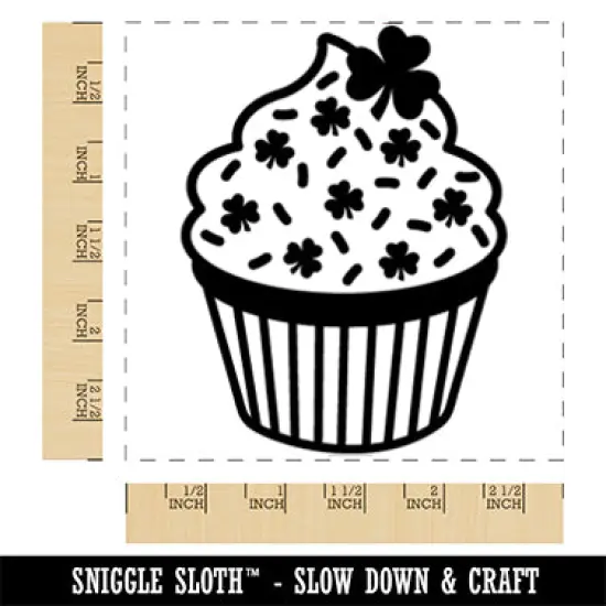 Shamrock Sprinkle Cupcake St. Patrick's Day Square Rubber Stamp for Stamping Crafting {1}