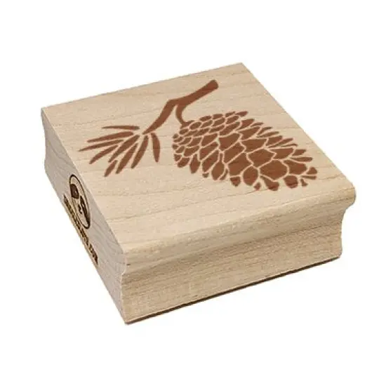 Pinecone on Branch Square Rubber Stamp for Stamping Crafting {2}