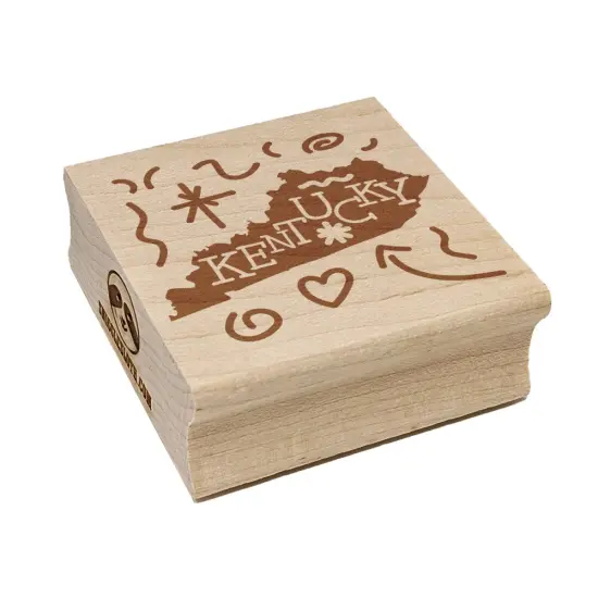 Kentucky State with Text Swirls Square Rubber Stamp for Stamping Crafting {7}