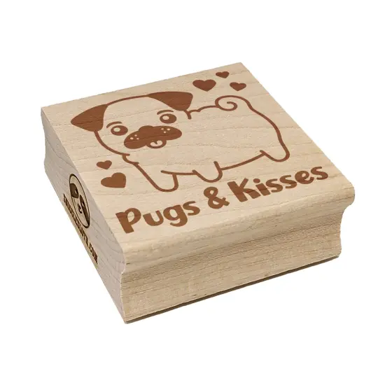 Pugs and Kisses Hugs Adorable Dog Hearts Square Rubber Stamp for Stamping Crafting {7}