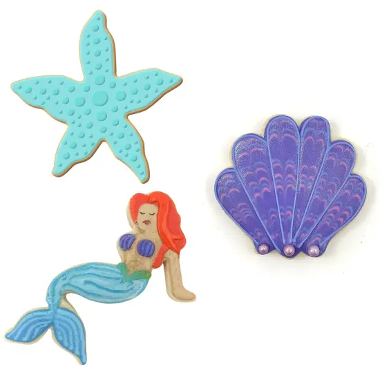 CookieCutter.Com Under The Sea Cookie Cutter 3 Pc Set – 3.5 in Seashell, 4 in Starfish, 4.5 in Mermaid {3}