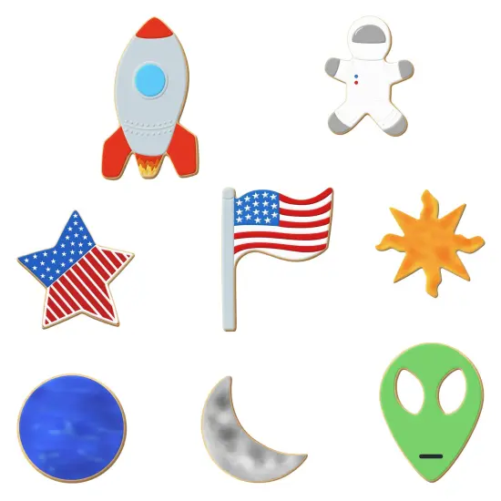 CookieCutter.com Moon Landing Cookie Cutter 8 Pc Set, 3 - 4.5 in, Tin Plate Steel, USA {2}