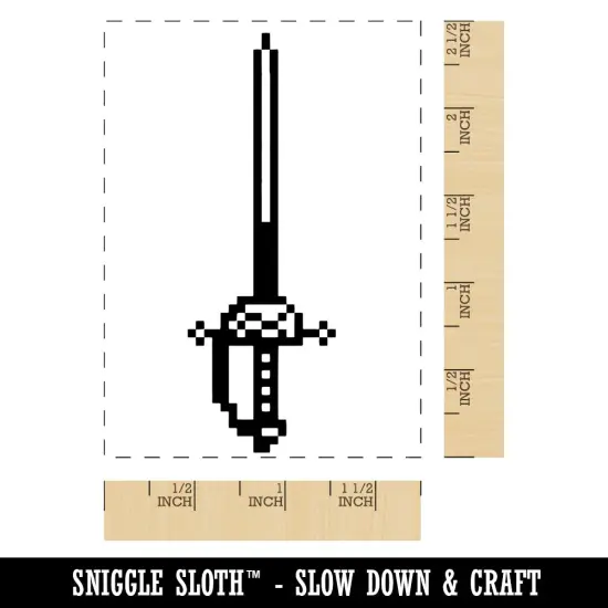 Pixel Rapier Fencing Sword RPG Video Games Rectangle Rubber Stamp for Stamping Crafting {1}