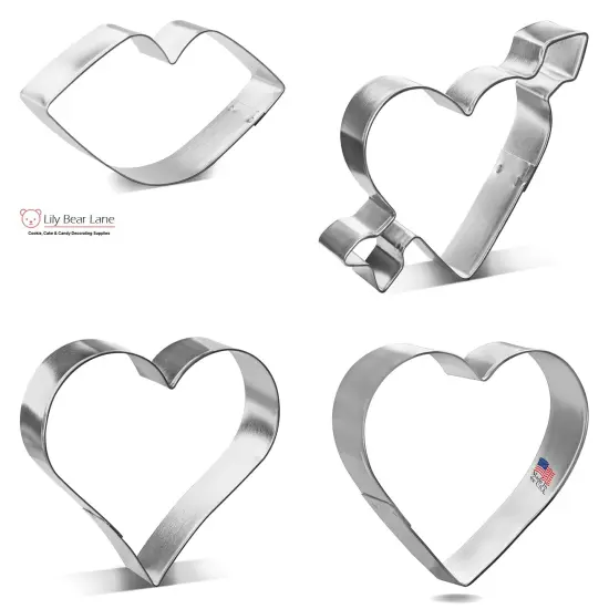 Kiss From The Heart Cookie Cutters 4 Pc Set HS0470- CookieCutter.Com - USA Tin Plated Steel {4}