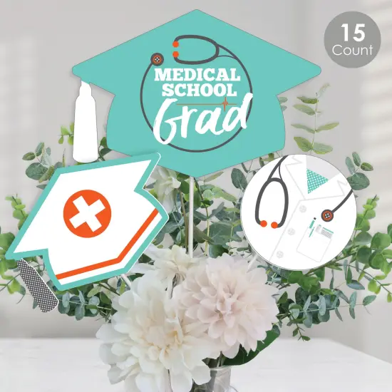 Big Dot of Happiness Medical School Grad - Doctor Graduation Party Centerpiece Sticks - Table Toppers - Set of 15 {1}