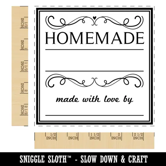 Filigree Homemade Made With Love By Fill In Jam Jelly Jar Square Rubber Stamp for Stamping Crafting {1}