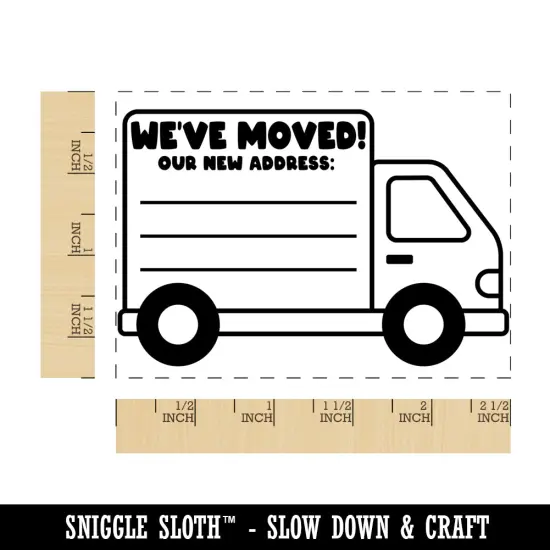 We've Moved Our New Address Moving Truck Rectangle Rubber Stamp for Stamping Crafting {1}