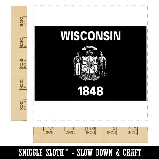 Wisconsin State Flag Square Rubber Stamp for Stamping Crafting {1}
