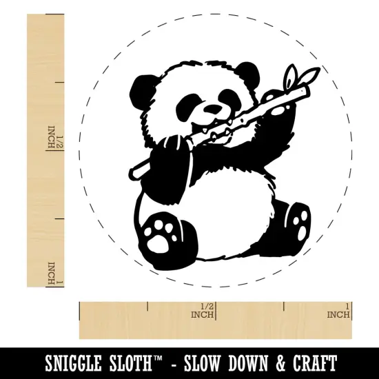 Baby Panda Bear Eating Bamboo Rubber Stamp for Stamping Crafting Planners {1}