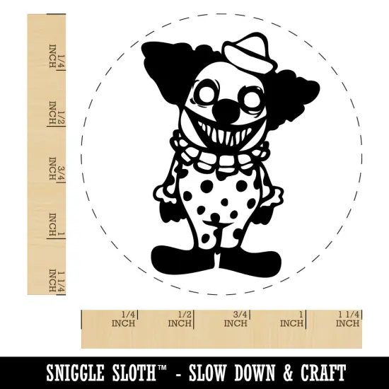 Creepy Spooky Little Grinning Clown Horror Rubber Stamp for Stamping Crafting Planners {1}