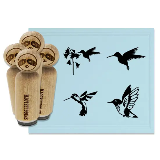 Hummingbird Sketch Silhouette Flight Flower Rubber Stamp Set for Stamping Crafting Planners {2}