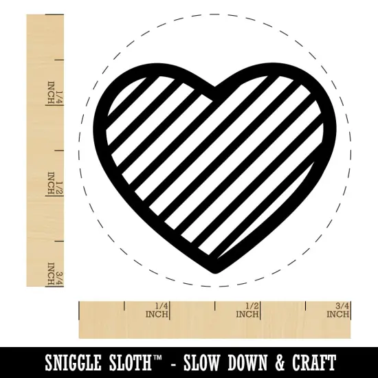 Heart with Stripes Rubber Stamp for Stamping Crafting Planners {1}