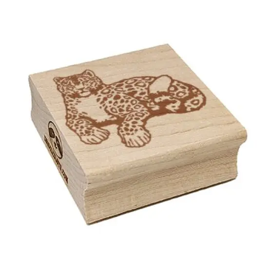 Stoic Snow Leopard Sitting Wild Cat Square Rubber Stamp for Stamping Crafting {2}