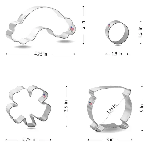CookieCutter.Com Pot O' Gold St Patrick's Day Cookie Cutter 4 Pc Set - USA Tin Plated Steel {2}