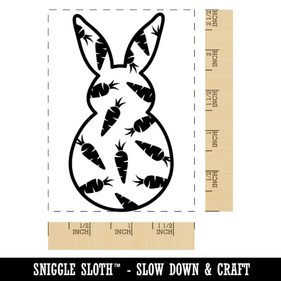 Bunny Pattern Carrots Easter Rabbit Rectangle Rubber Stamp for Stamping Crafting {1}