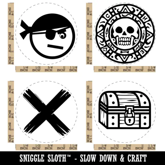 Pirate Booty Skull Coin Chest X Marks the Spot Rubber Stamp Set for Stamping Crafting Planners {1}