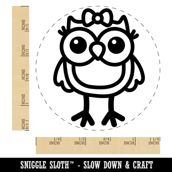 Cute Girl Owl with Bow Rubber Stamp for Stamping Crafting Planners {1}
