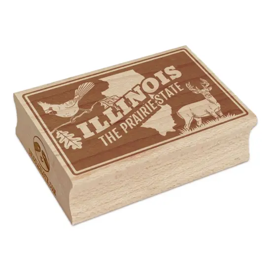 Illinois Prairie Cardinal White-tailed Deer Oak United States Rectangle Rubber Stamp for Stamping Crafting {7}