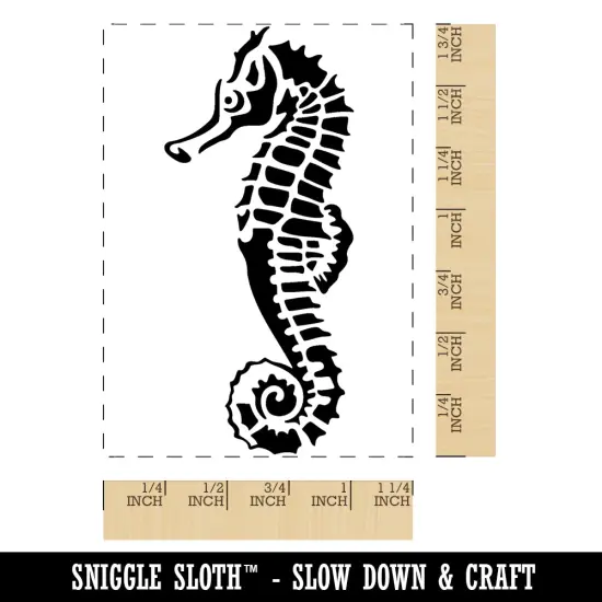 Thorny Seahorse Rectangle Rubber Stamp for Stamping Crafting {1}
