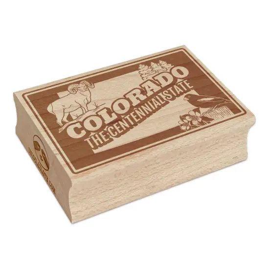 Colorado Centennial Rocky Mountain Columbine Bighorn Sheep Lark Bunting United States Rectangle Rubber Stamp for Stamping Crafting {7}
