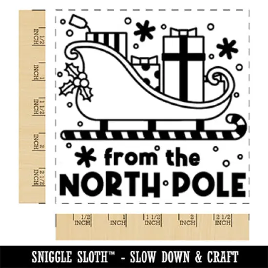 From the North Pole Santa Sleigh Christmas Presents Square Rubber Stamp for Stamping Crafting {1}