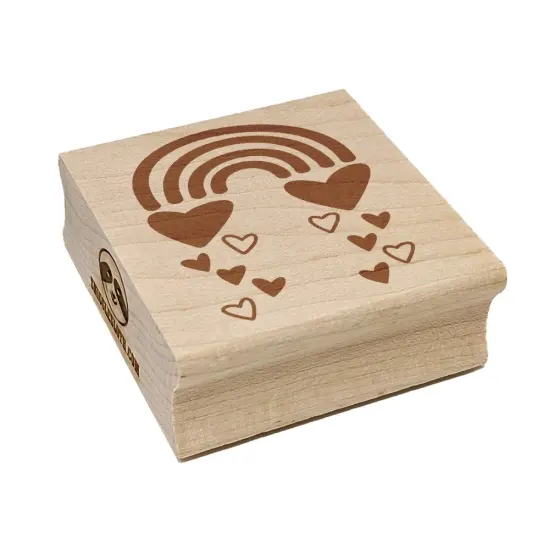 Shower of Love Hearts and Rainbows Square Rubber Stamp for Stamping Crafting {7}
